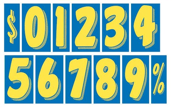 7.5 in. BLUE & YELLOW WINDSHIELD NUMBERS