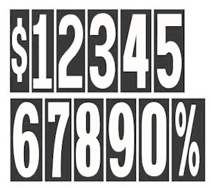 7.5 in. BLACK & WHITE ECONOMY WINDSHIELD NUMBERS