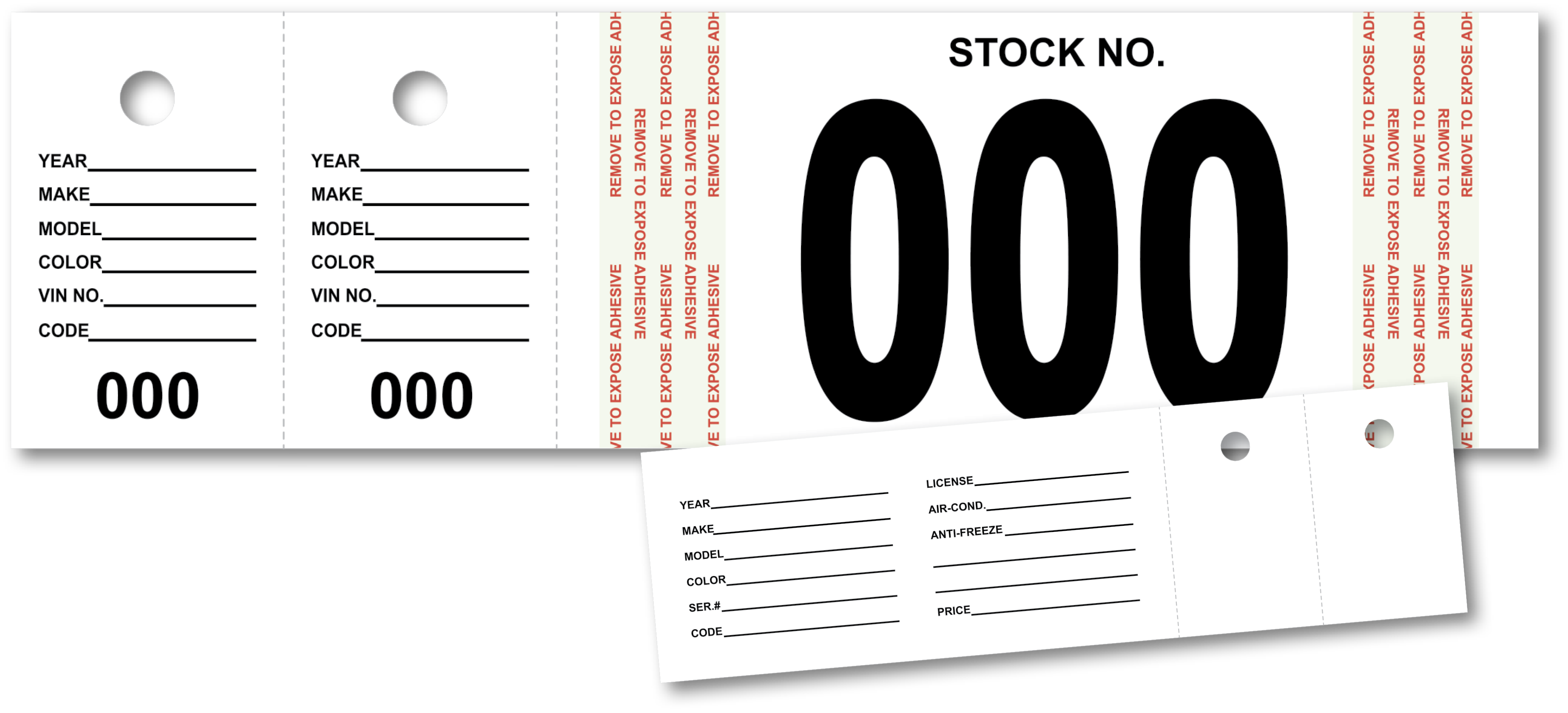 VEHICLE STOCK NUMBER TAGS 