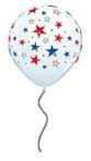 16 INCH RED & BLUE STARS ON WHITE BALLOON