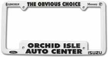 WHITE SILK SCREENED LICENSE PLATE FRAMES - 1 COLOR IMPRINT