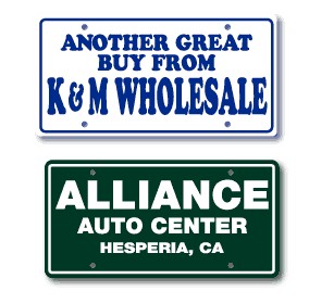 .015 LICENSE PLATE INSERT CARDS WITH 1 COLOR