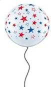 GIANT 3 FOOT WHITE BALLOON WITH RED & BLUE STARS