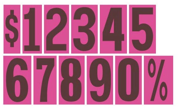 9.5 in. HOT PINK & BLACK WINDSHIELD NUMBERS