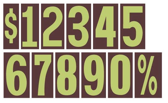 9.5 in. CHARTREUSE WINDSHIELD NUMBERS