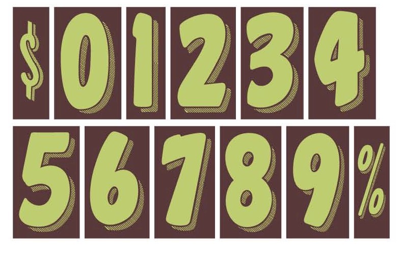 11.5 in. CHARTREUSE WINDSHIELD NUMBERS