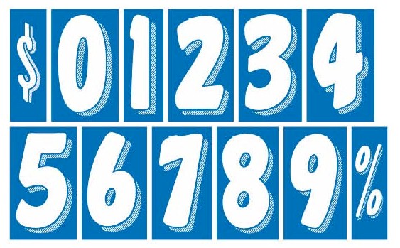 7.5 in. BLUE & WHITE WINDSHIELD NUMBERS