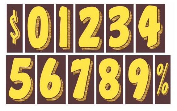 7.5 in. BANANA YELLOW WINDSHIELD NUMBERS