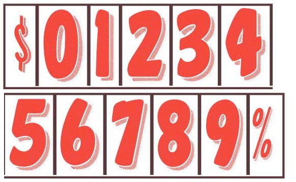 7.5 in. RED & WHITE WINDSHIELD NUMBERS